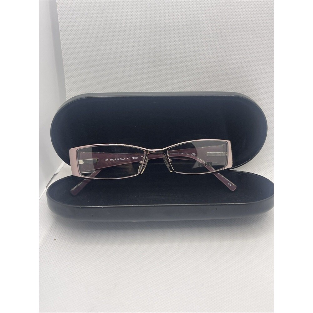 Fendi F879 035 Metal Rectangular Eyeglasses Frames Animal Print Italy 52-16-135